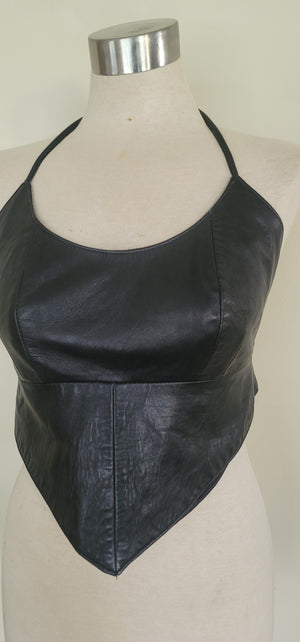 Black Leather Halter Top