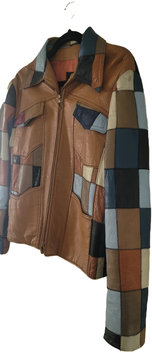 Congac Leather Patchwork Jacket