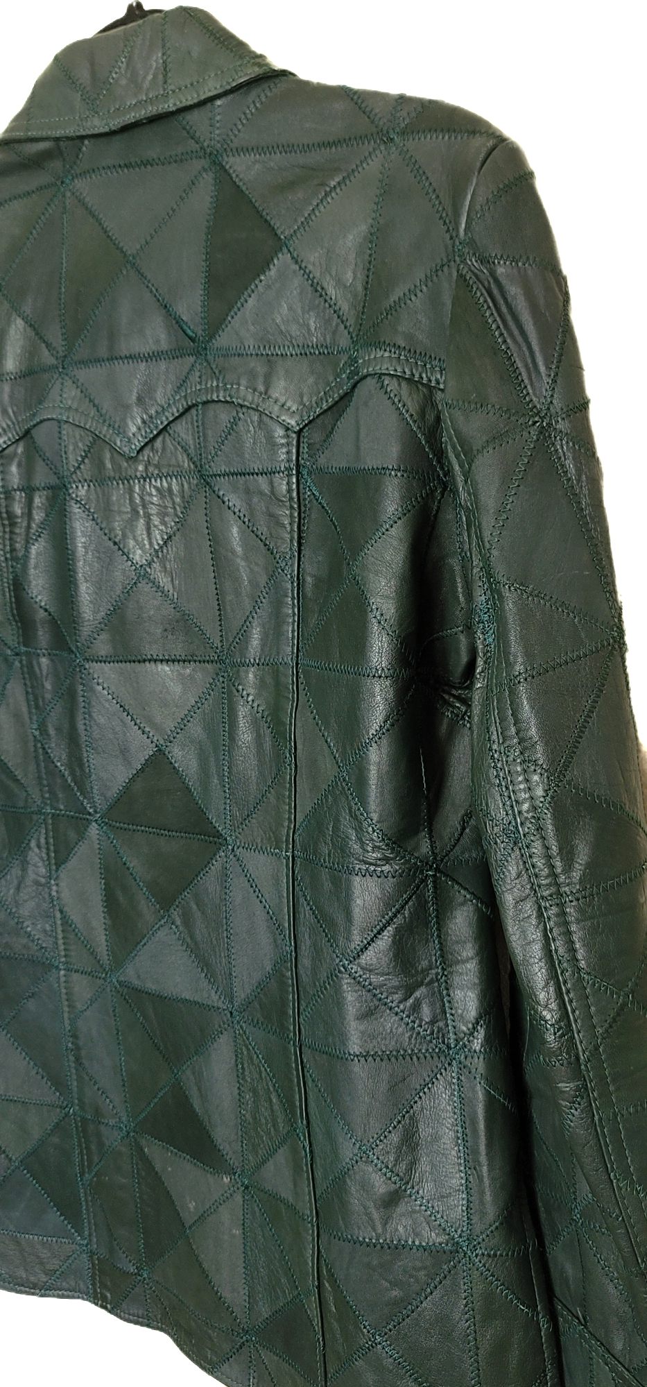 Green Leather Patchwork Jacket