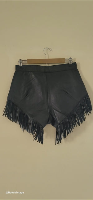 Leather Fringe Shorts